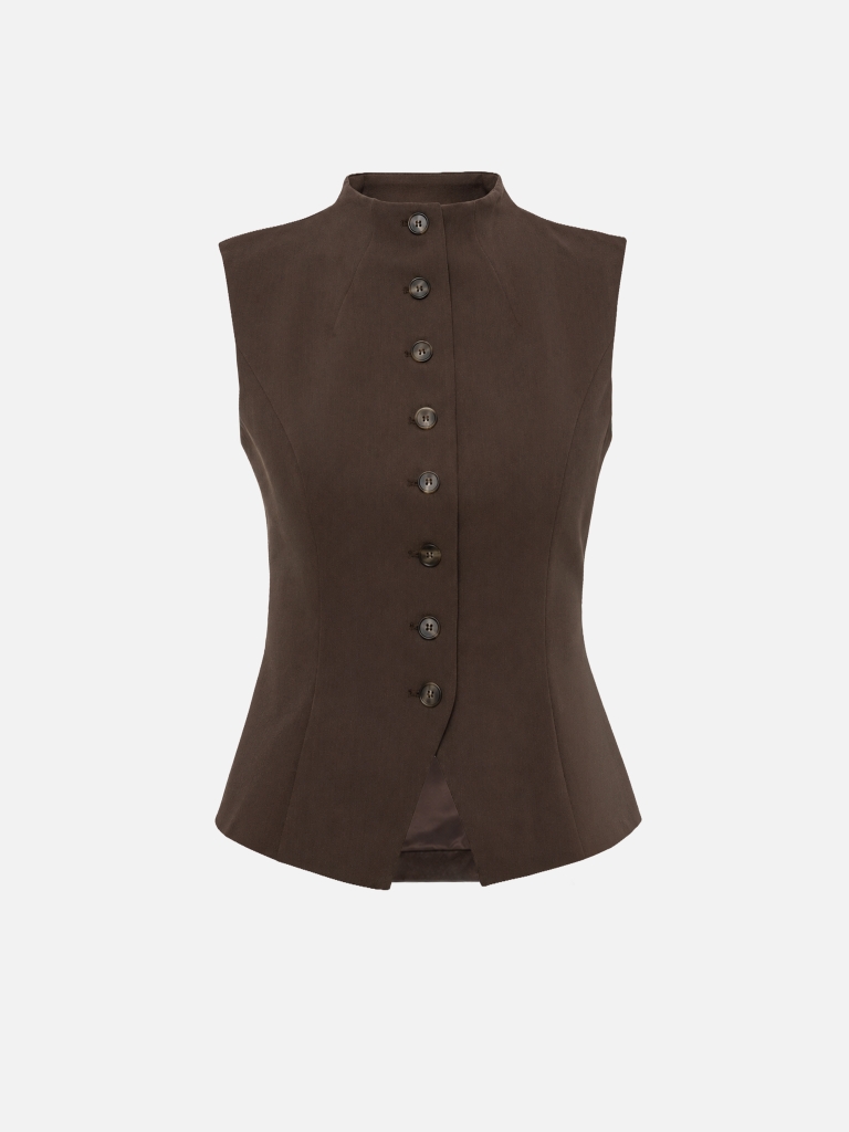 Fitted waistcoat with high collar