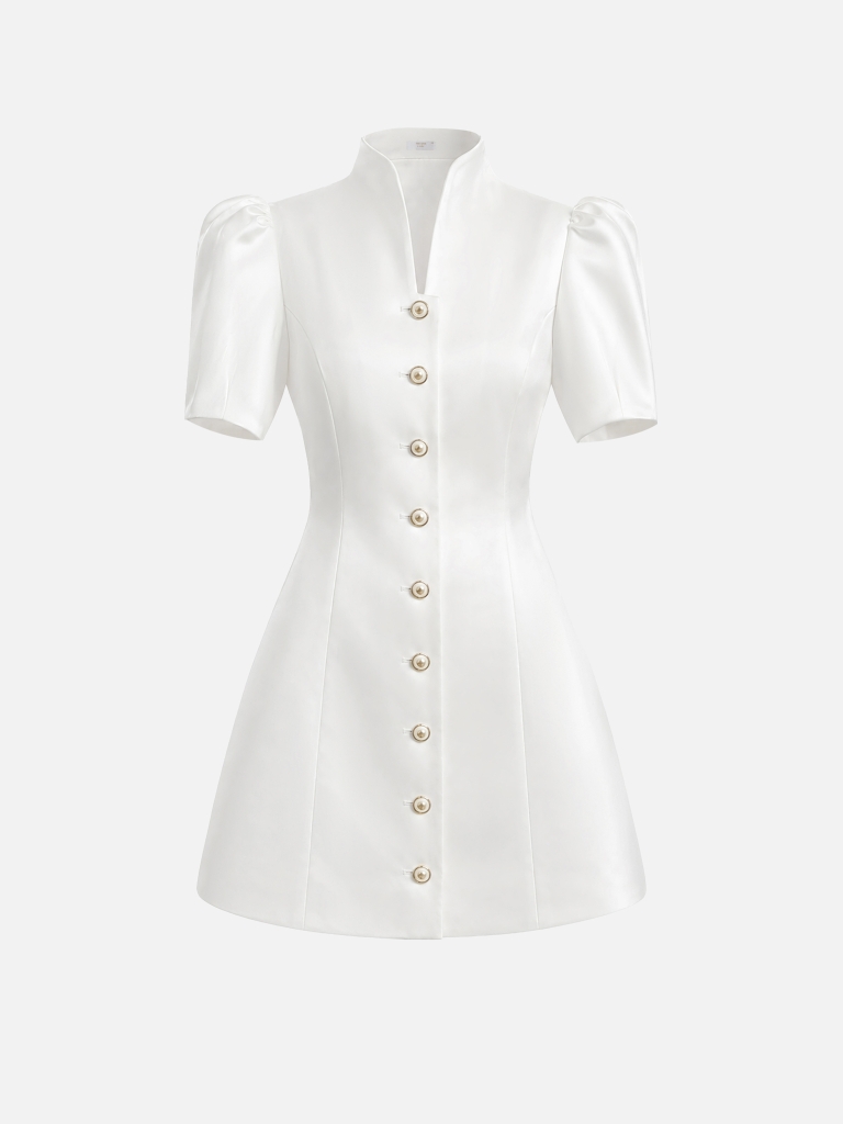 Minikleid aus glattem Material mit voluminösen Ärmeln