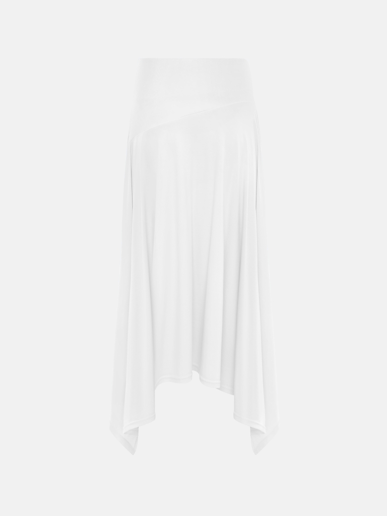 Jersey midi skirt with an asymmetrical hem