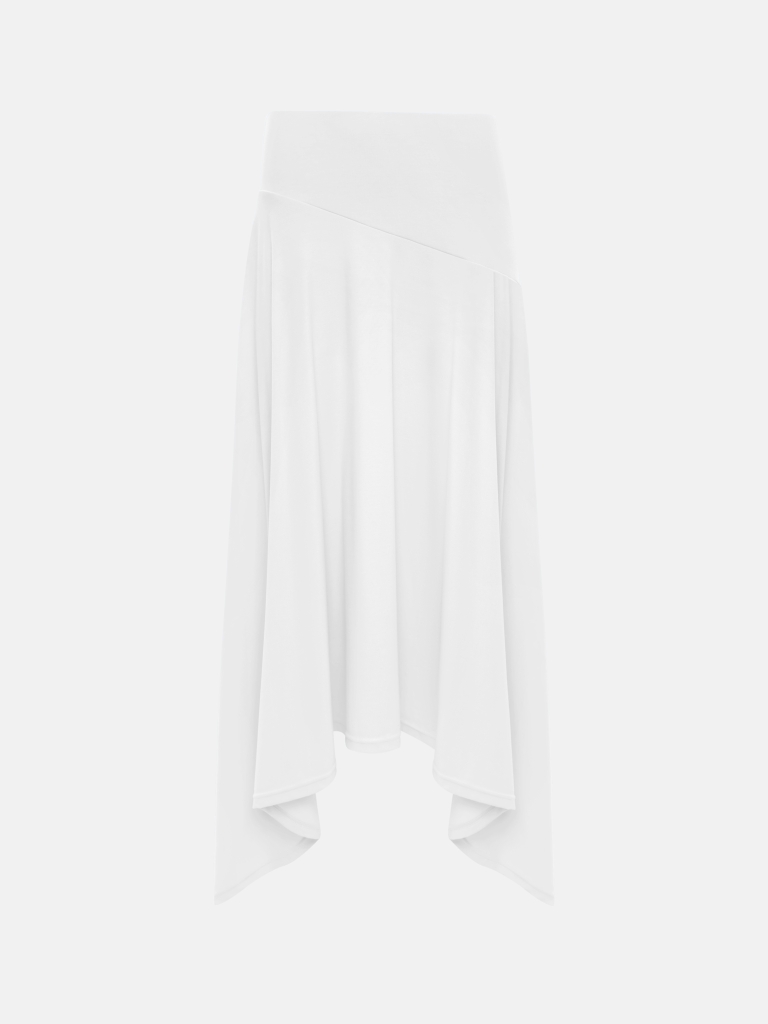 Jersey midi skirt with an asymmetrical hem