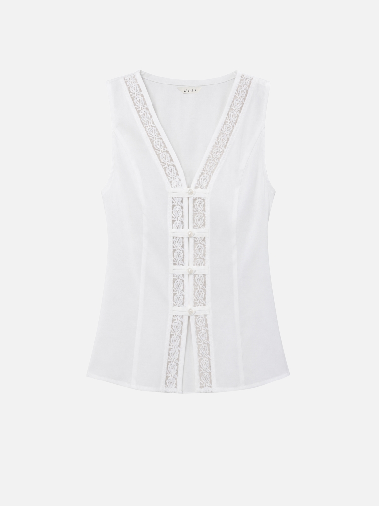 Top with lace detailing and pearlescent buttons