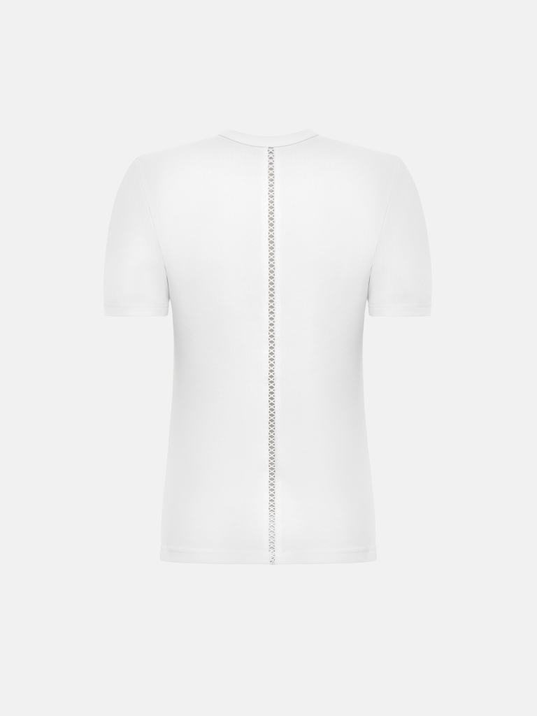 Fitted cotton T-shirt with detailing at the back