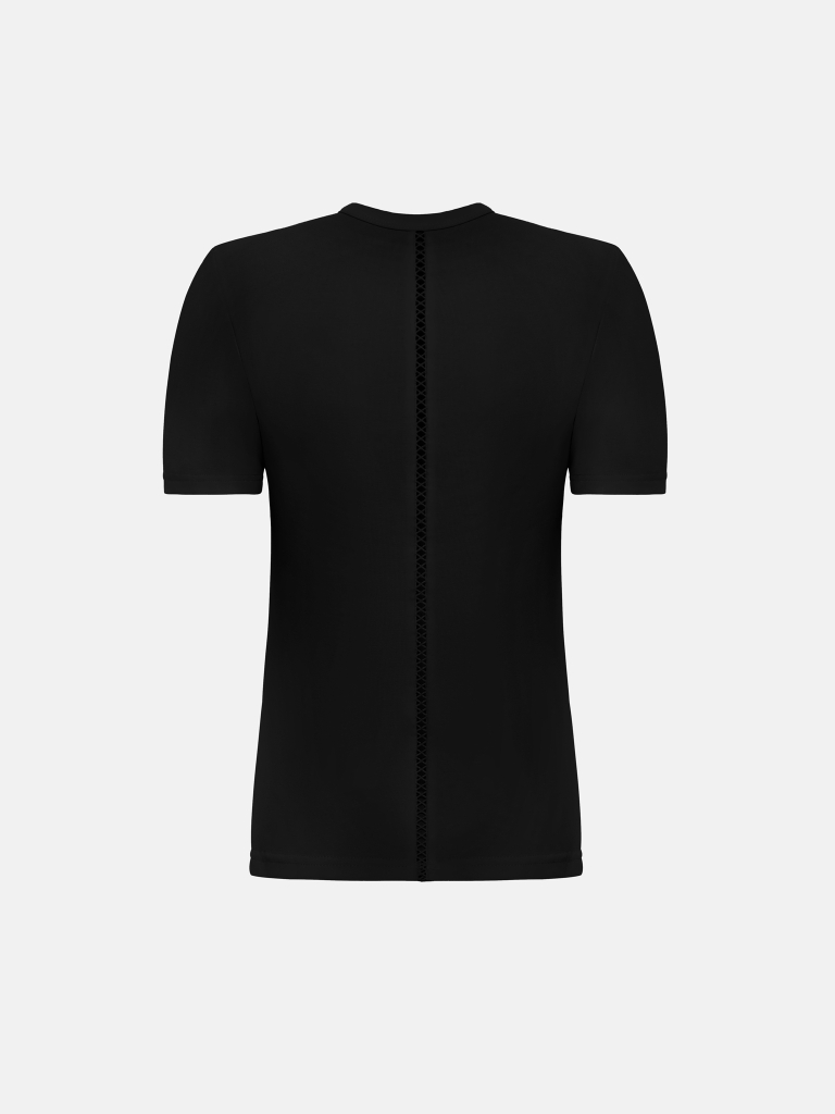 Fitted cotton T-shirt with detailing at the back