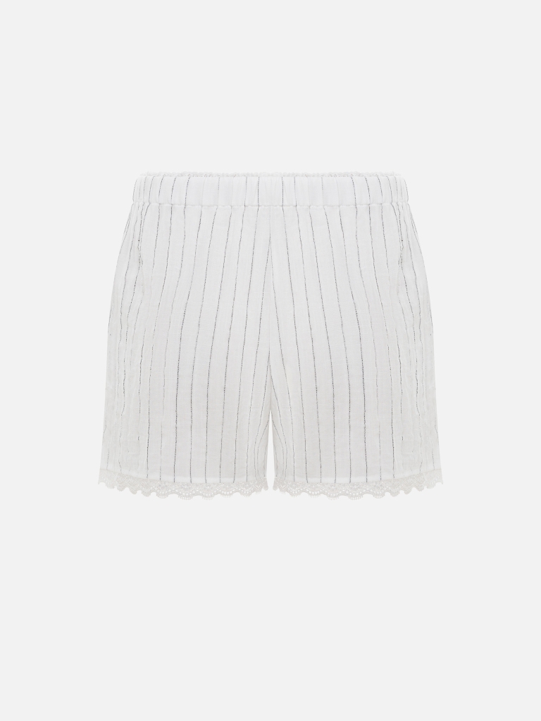 Viscose mini shorts with openwork trim