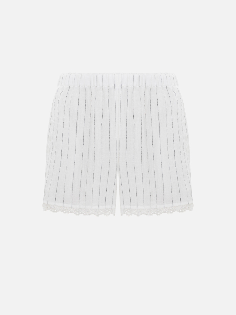Viscose mini shorts with openwork trim