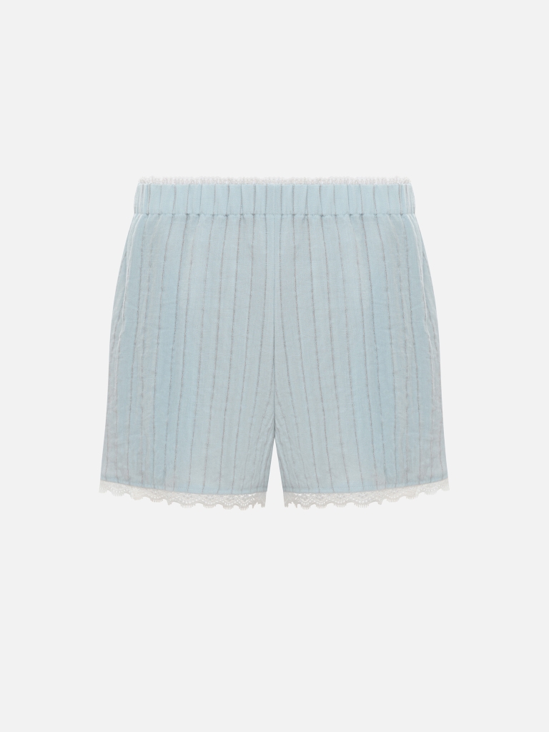 Viscose mini shorts with openwork trim