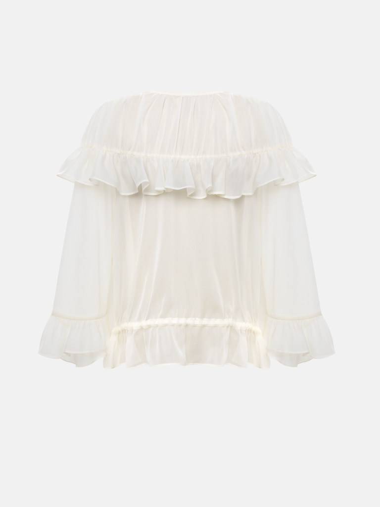 Semi-sheer cape with waist ties