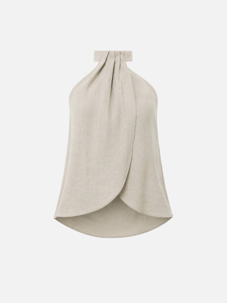 Draped textured top with halter neck
