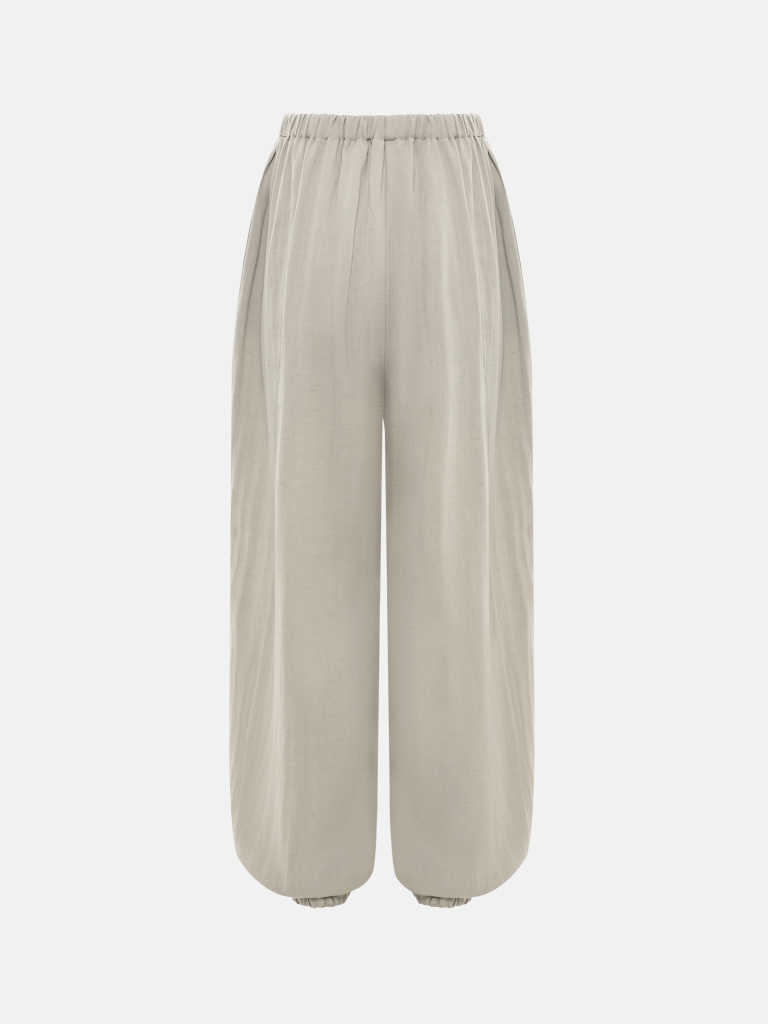 Lightweight textured trousers with elasticated cuffs