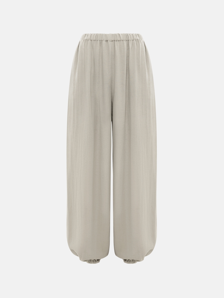 Lightweight textured trousers with elasticated cuffs