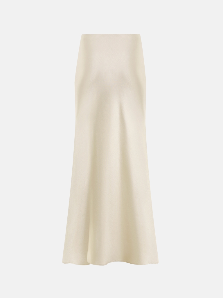 Floor-length maxi skirt in monochrome satin