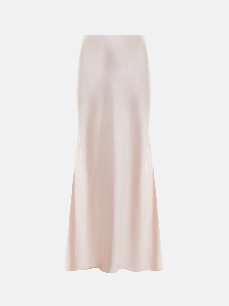 Floor-length maxi skirt in monochrome satin