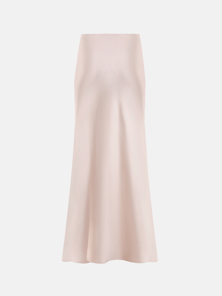 Floor-length maxi skirt in monochrome satin