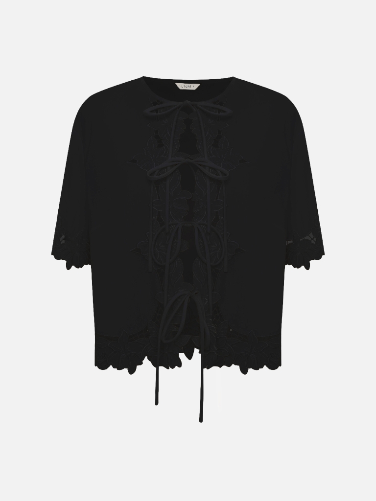Tie-up top with lace detailing