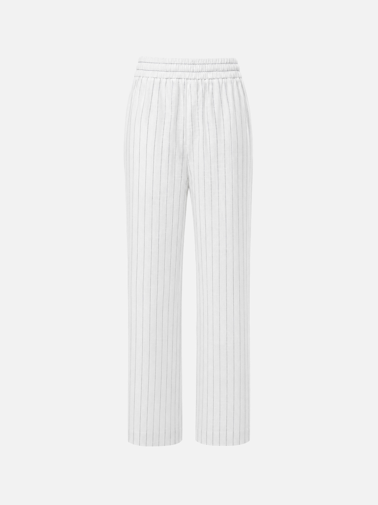 Pinstripe loose viscose and linen trousers