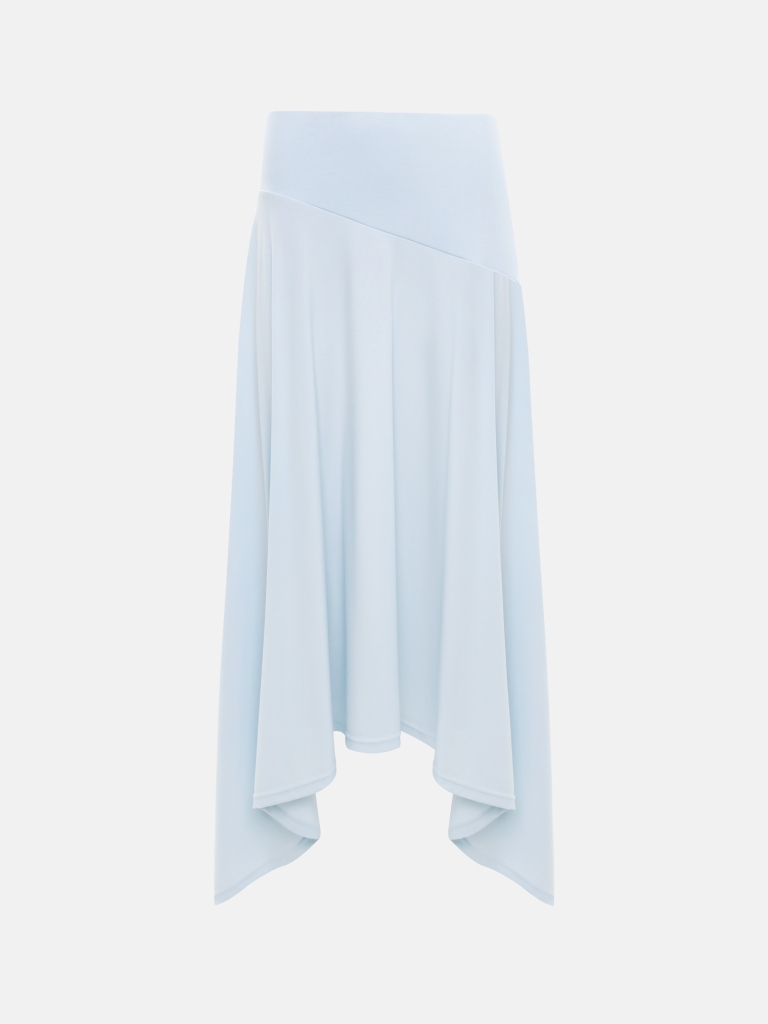 Jersey midi skirt with an asymmetrical hem