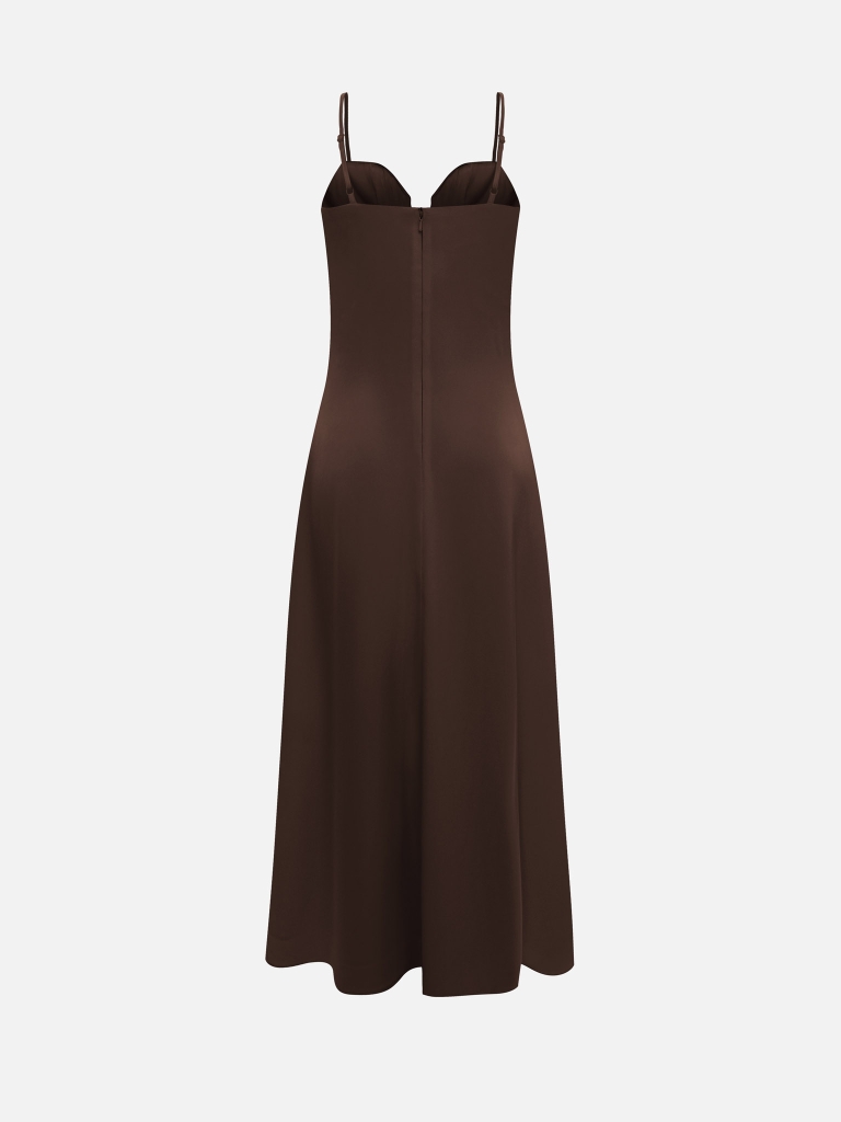 Strapless maxi dress with a deep neckline