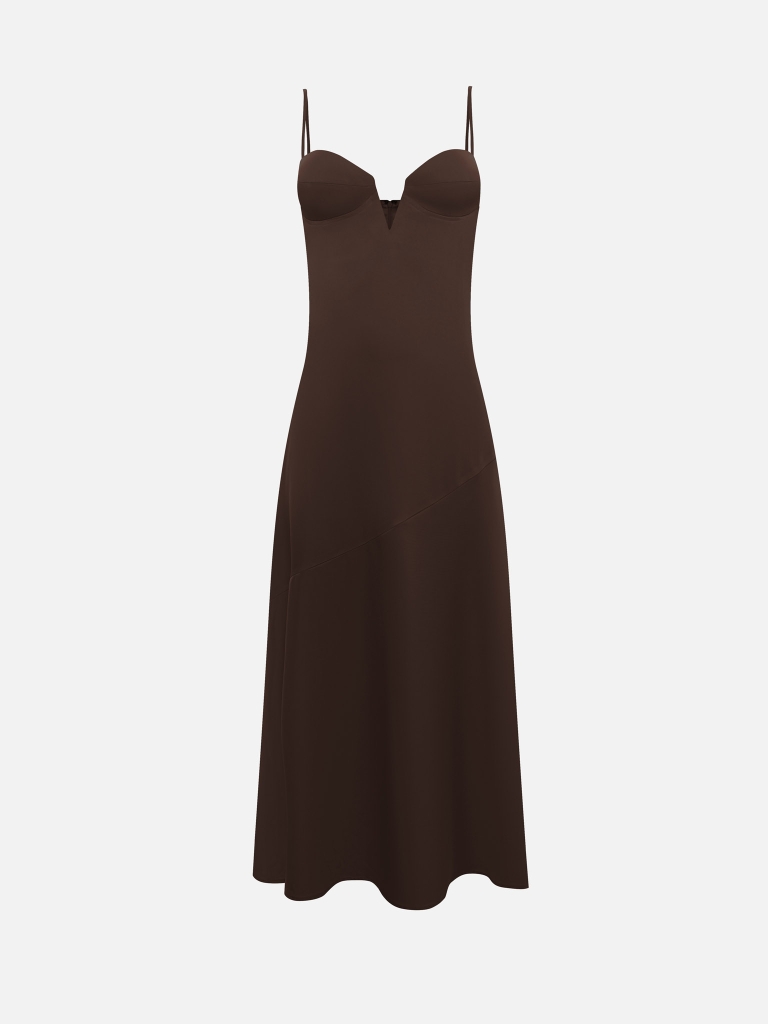 Strapless maxi dress with a deep neckline