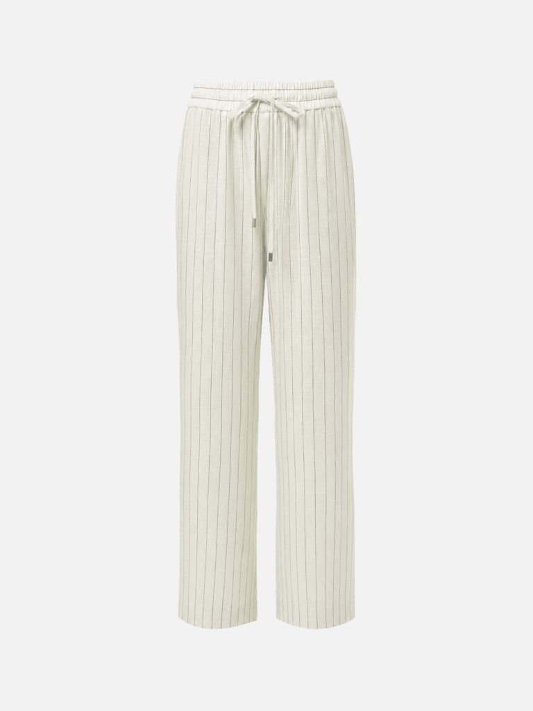 Pinstripe loose viscose and linen trousers