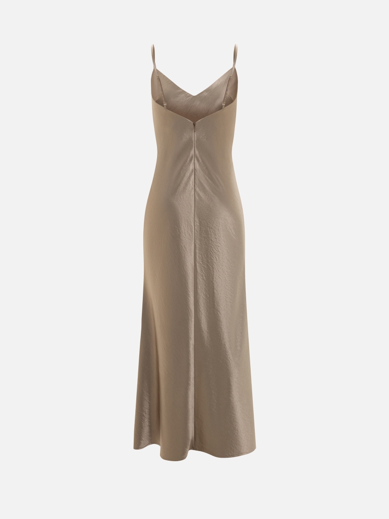Maxi slip dress in textured satin