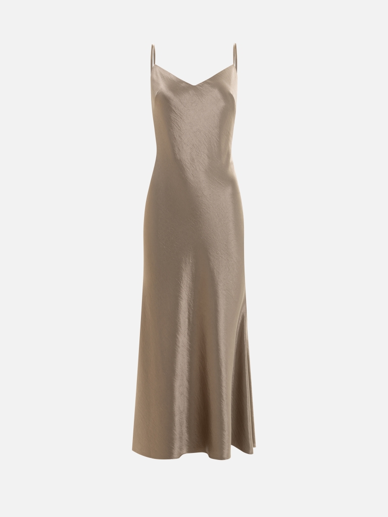 Maxi slip dress in textured satin