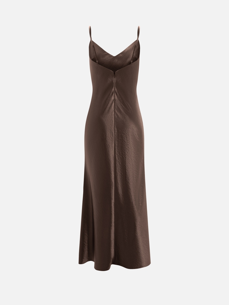 Maxi slip dress in textured satin