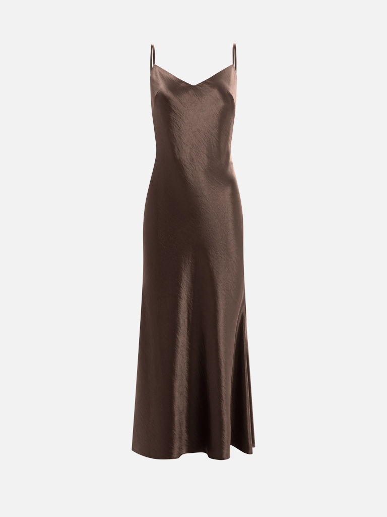 Maxi slip dress in textured satin