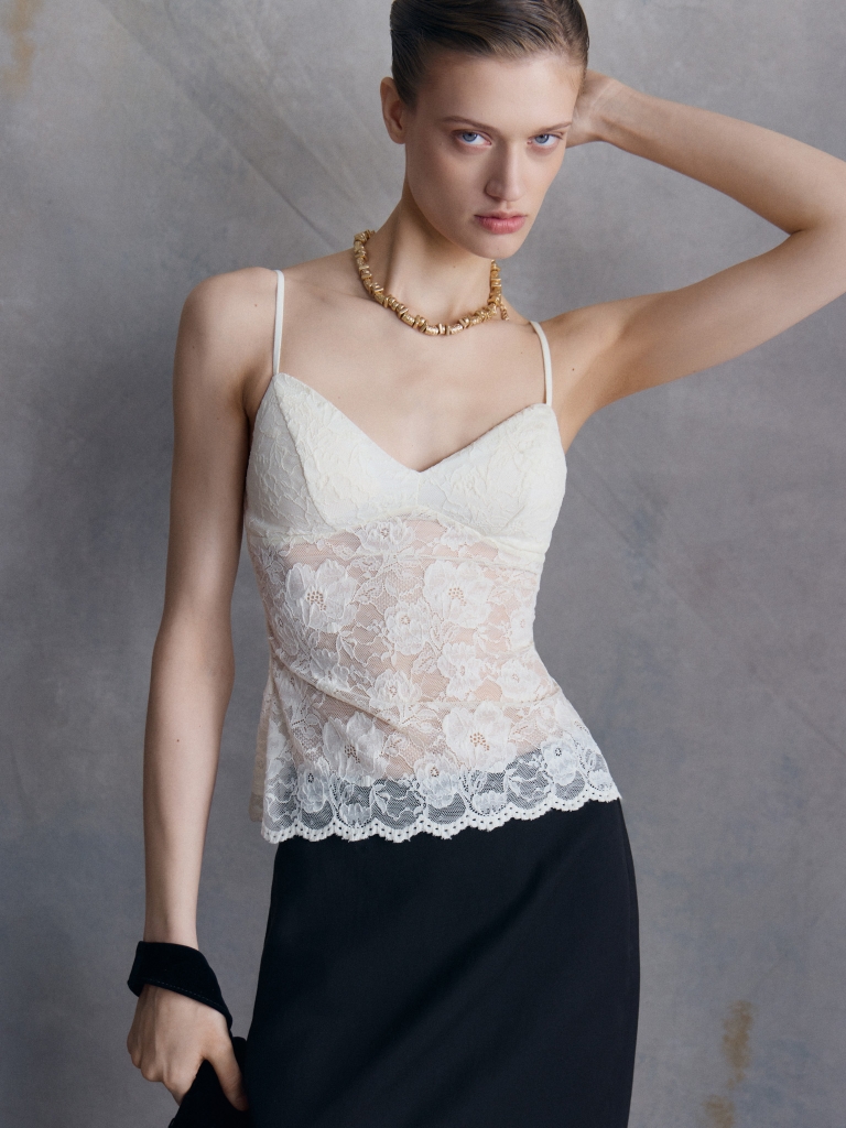 Lace top with thin straps