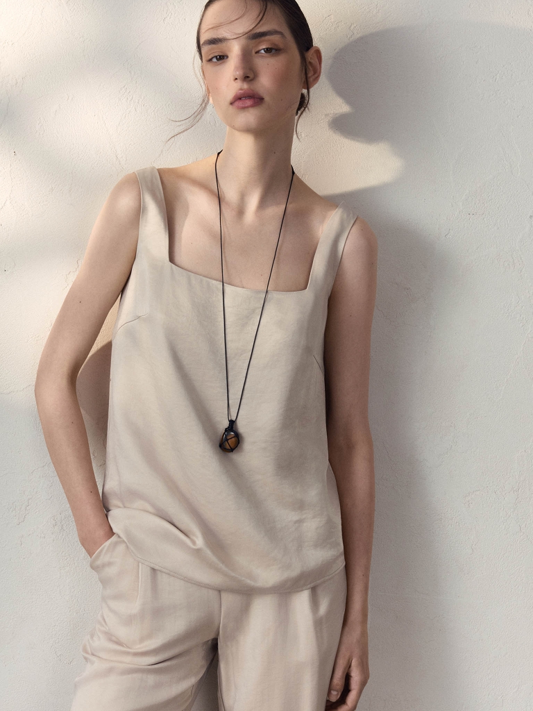 Viscose top with asymmetrical hem