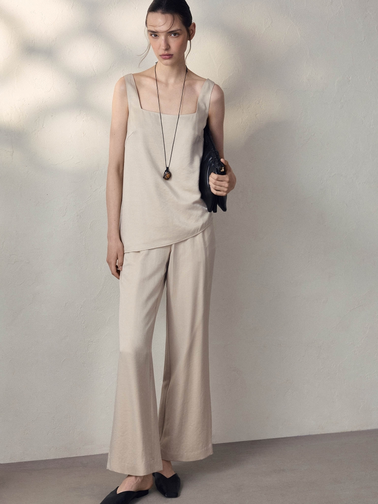 Flared viscose trousers