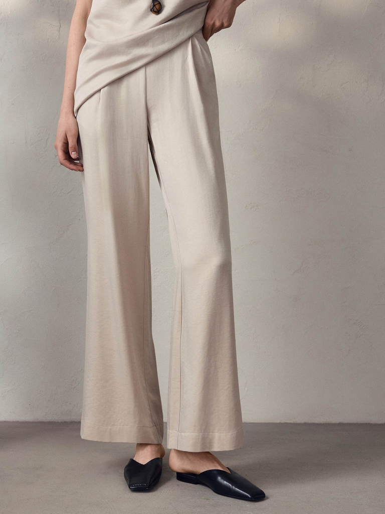 Flared viscose trousers