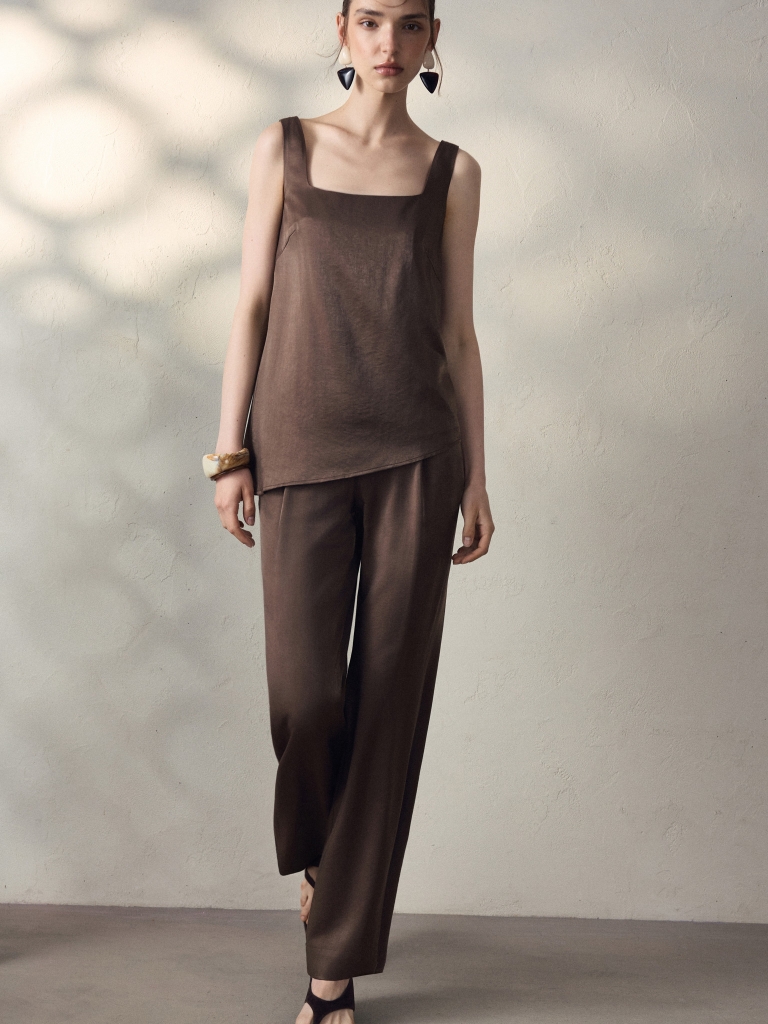 Flared viscose trousers