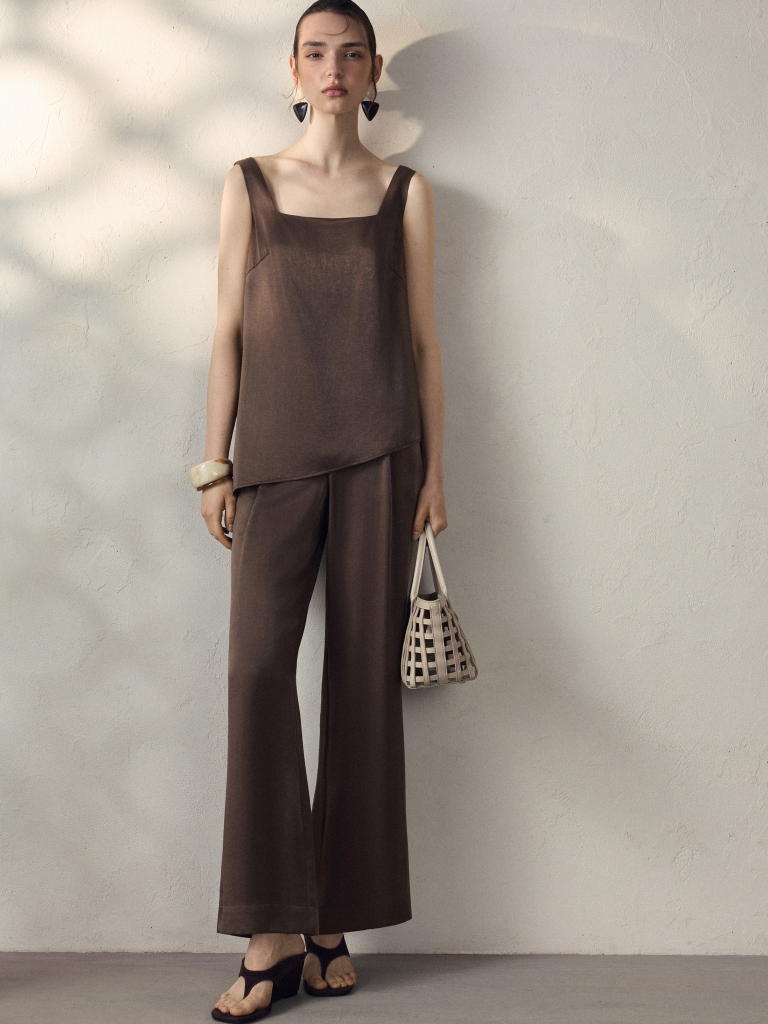 Flared viscose trousers