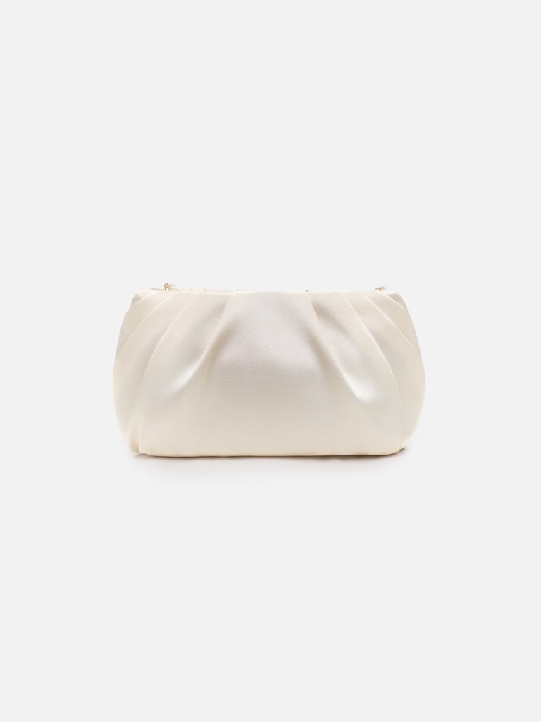 Satin clutch with pearl thread