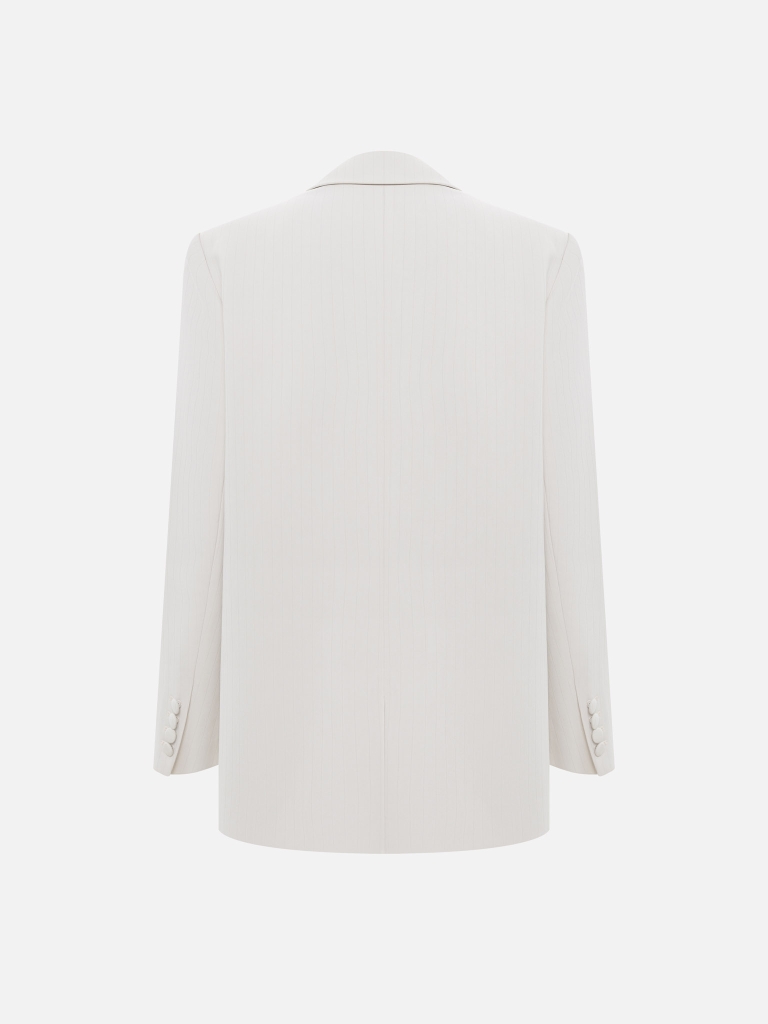 Veste à simple boutonnage en tissu de costume à rayures