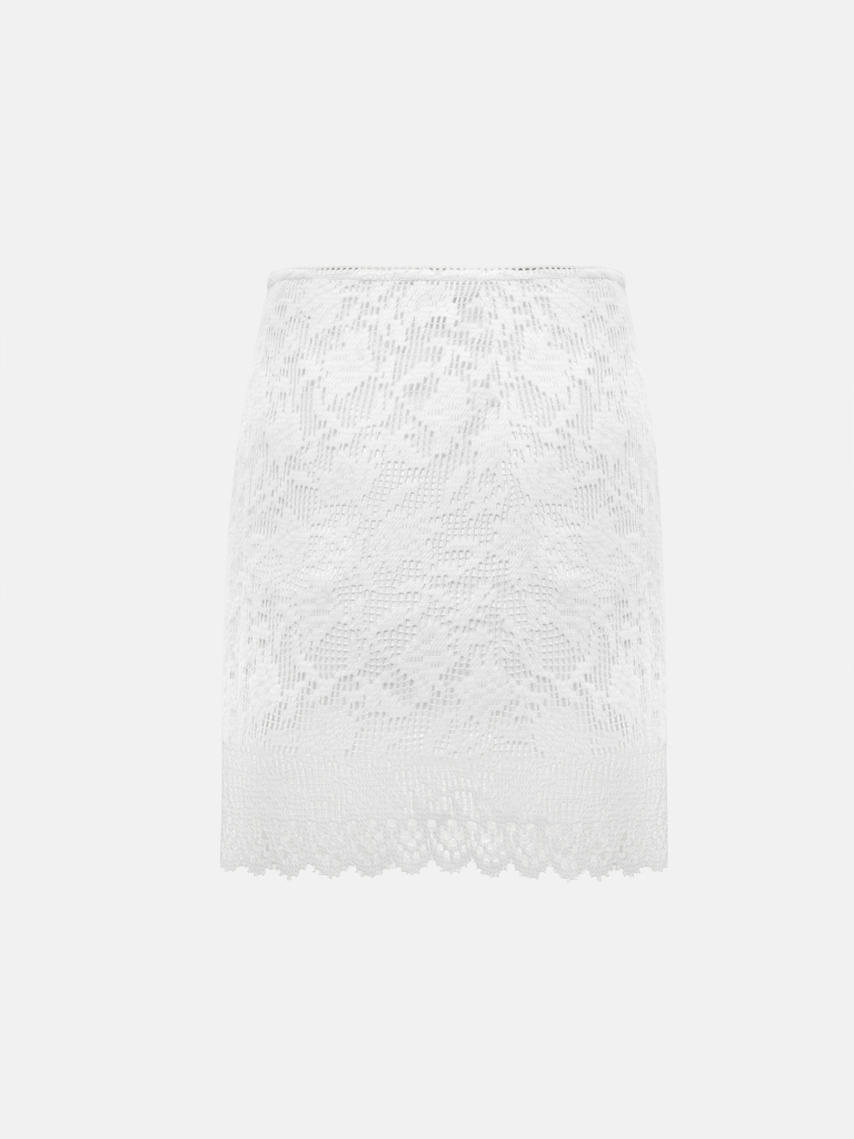 Straight-cut knitted mini skirt