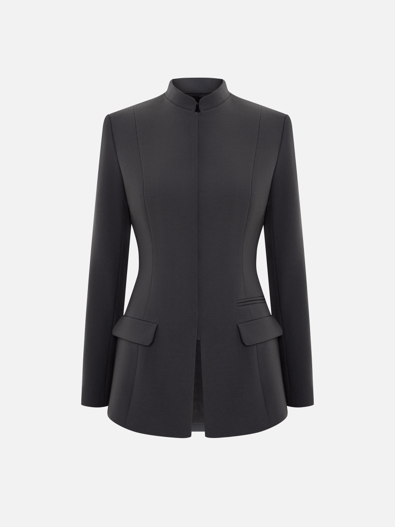 Fitted single-breasted jacket with a hidden fastening