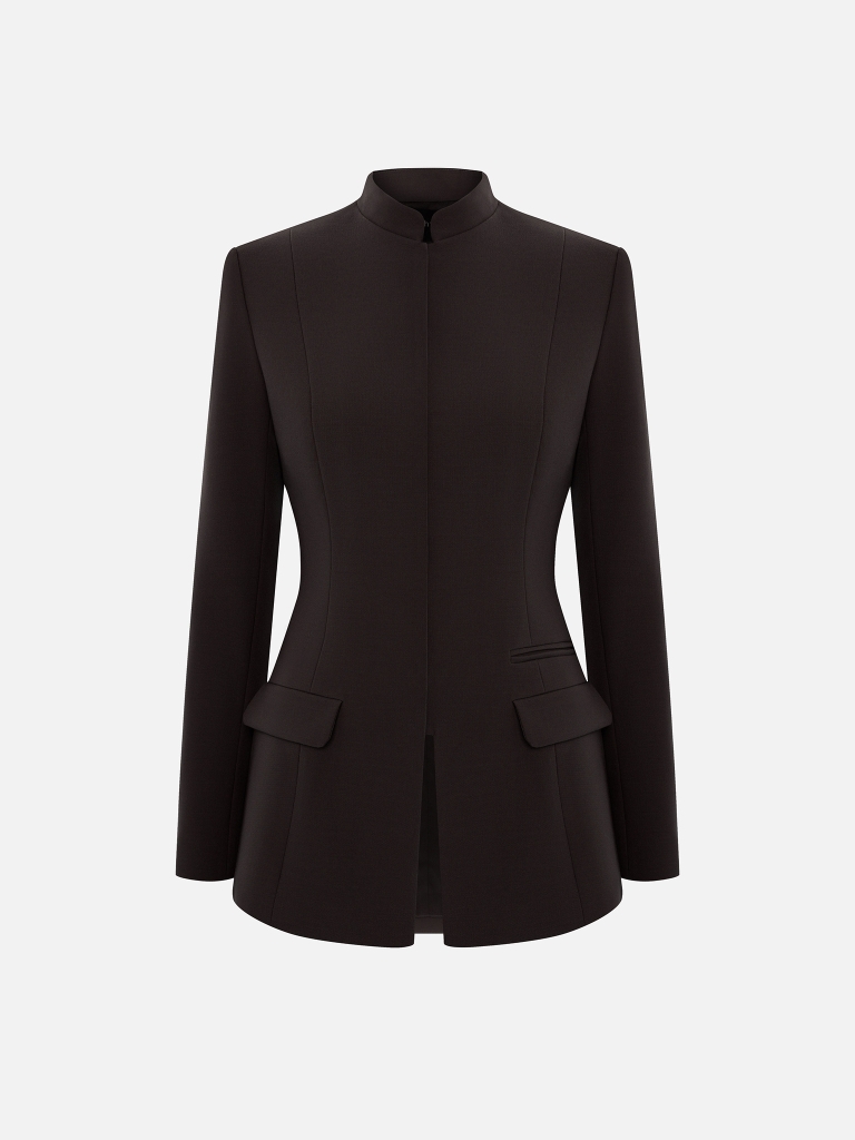 Fitted single-breasted jacket with a hidden fastening