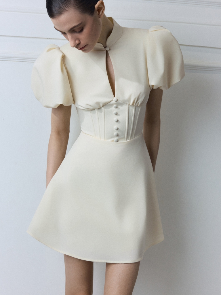 Mini dress with puff sleeves