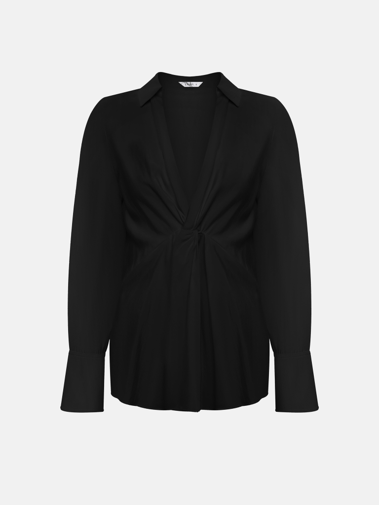 Monochrome shirt with draping at the waist