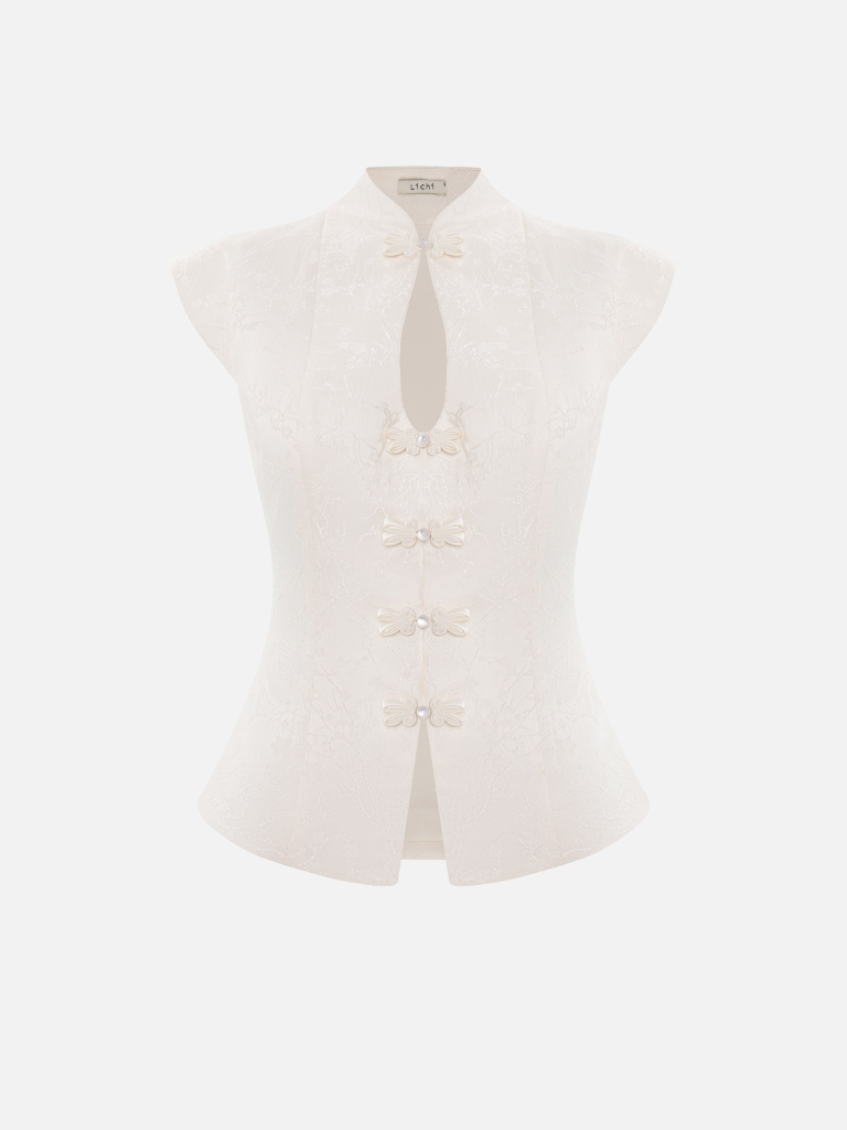 Blouse en jacquard avec fermeture à l'asiatique