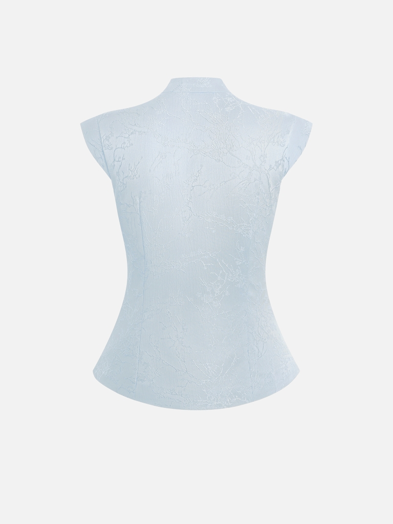 Jacquard-Bluse mit asiatisch inspiriertem Verschluss