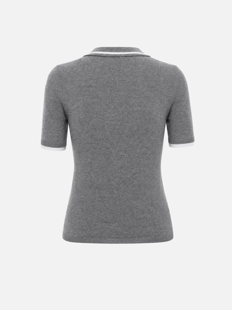 Knitted polo shirt with a layered effect and chest embroidery