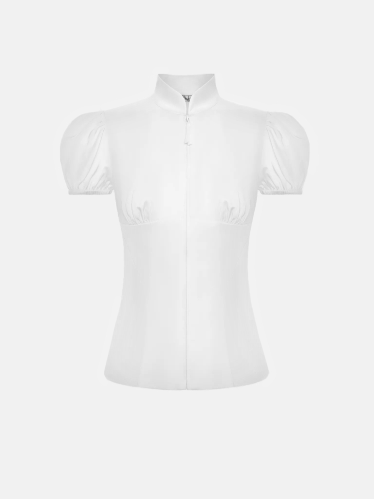 Satin top with lantern sleeves and zip fastening