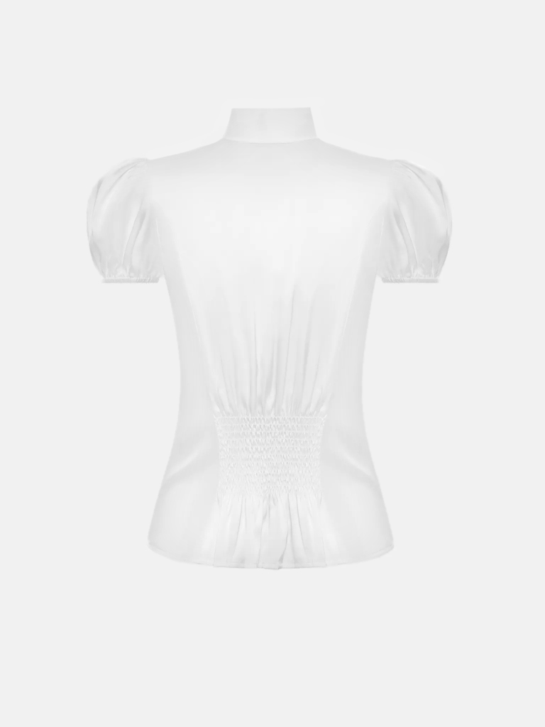 Satin top with lantern sleeves and zip fastening