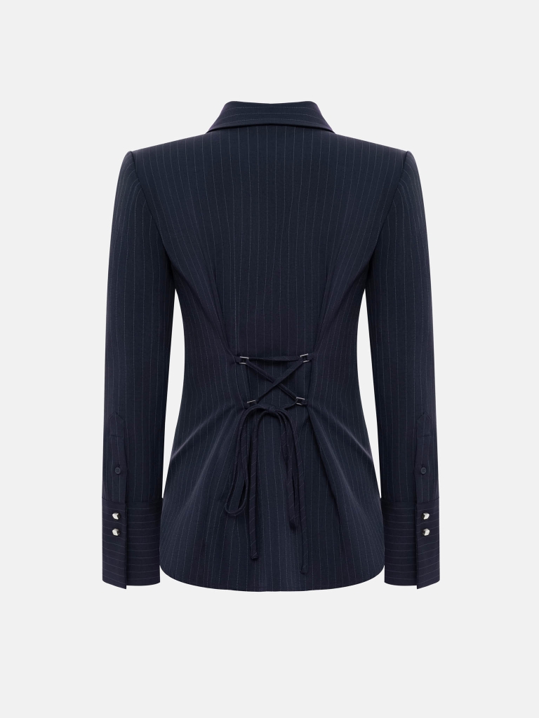 Striped shirt with lacing at the back