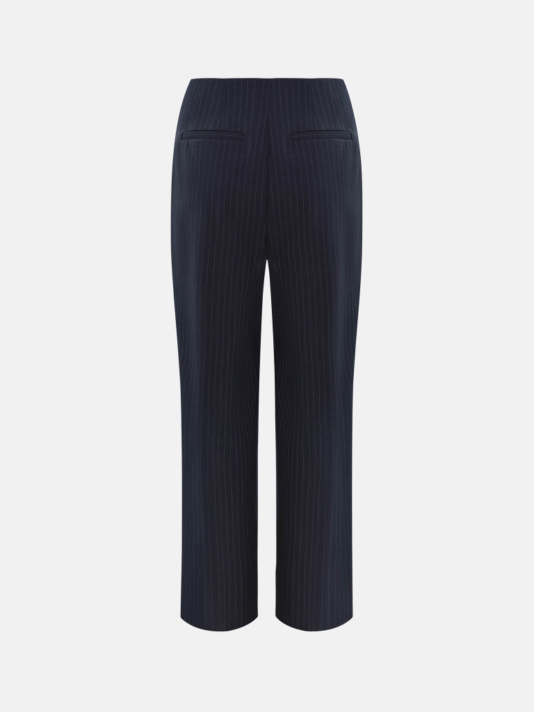 Loose-fitting striped trousers with metallic detailing