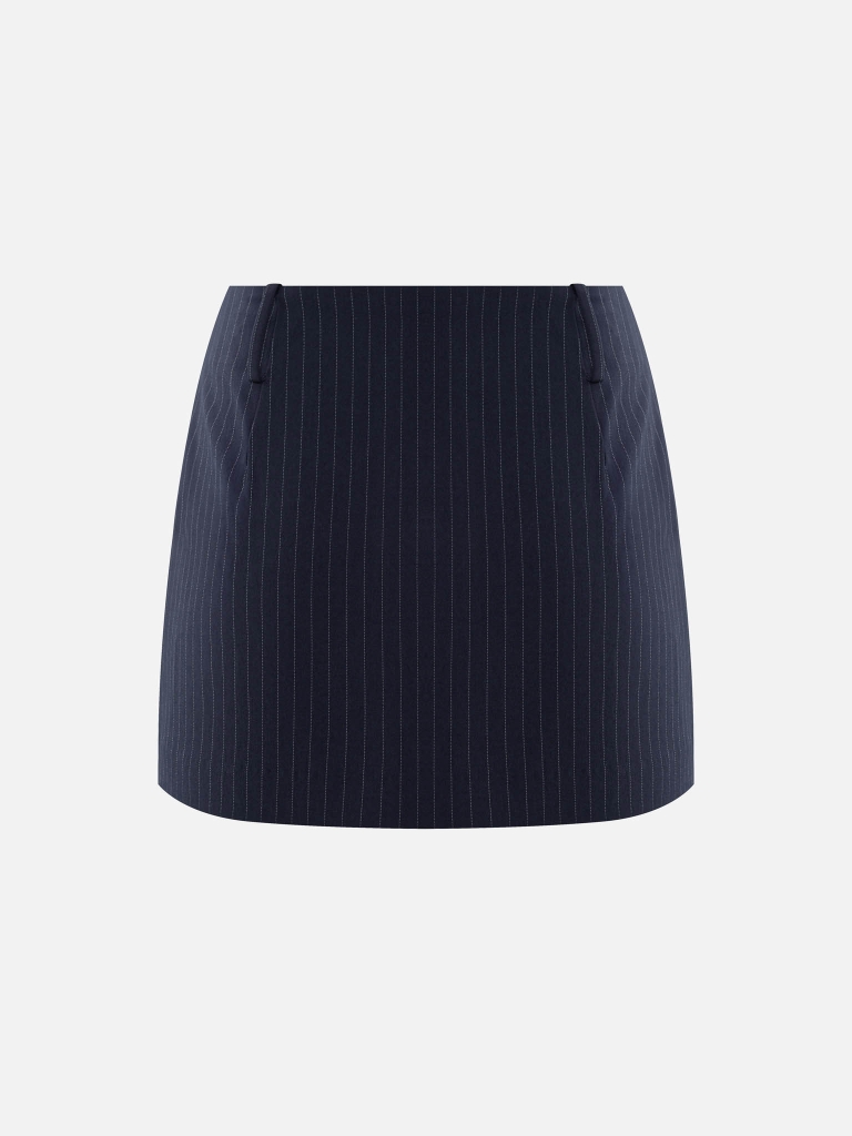 Striped mini skirt with metallic detailing