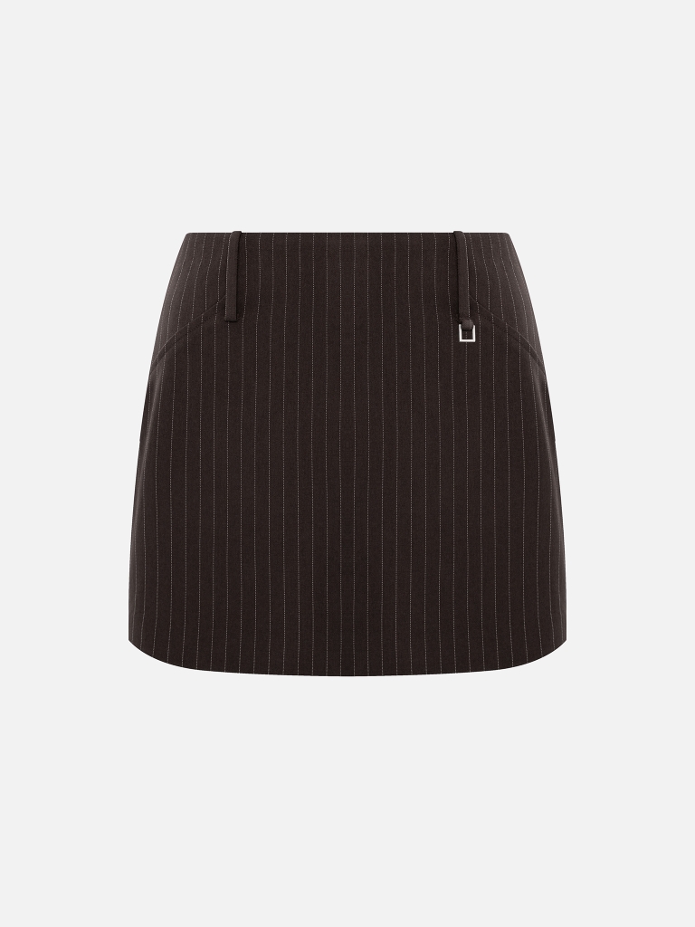 Striped mini skirt with metallic detailing