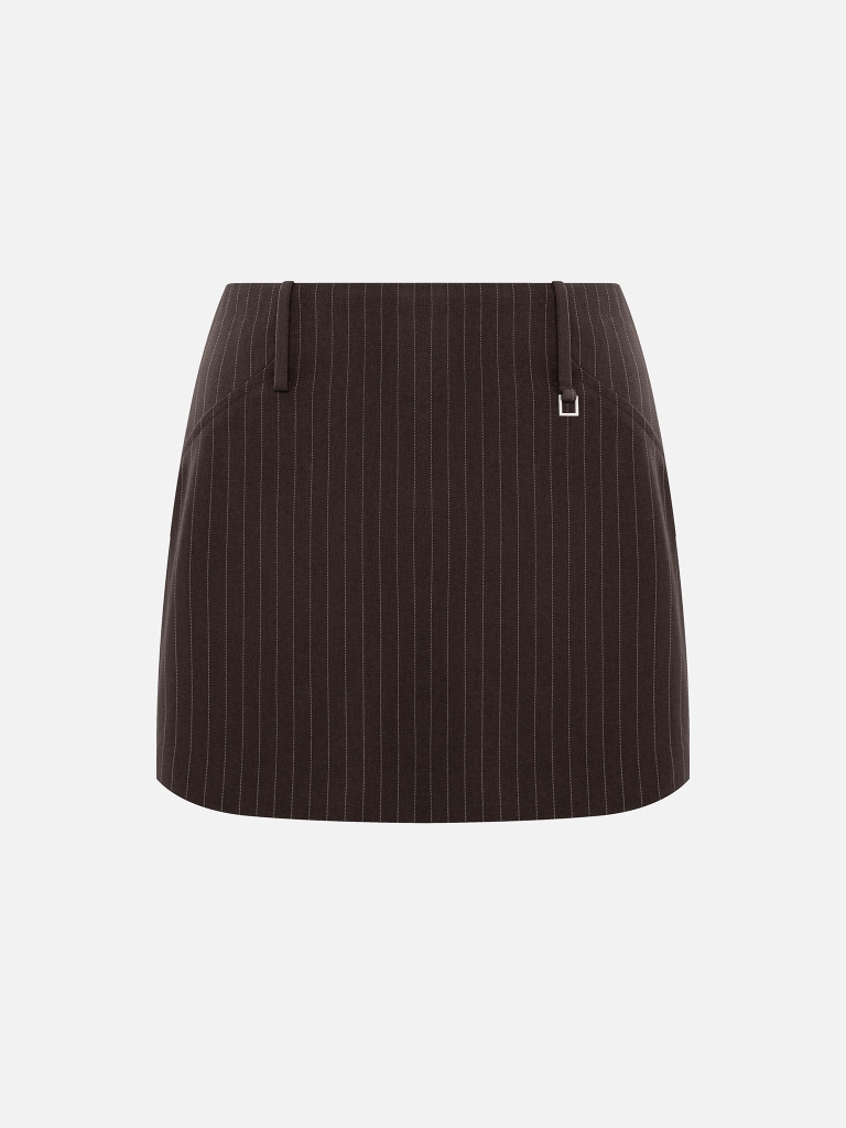 Striped mini skirt with metallic detailing